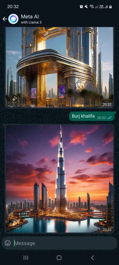 Image Generation of Meta AI - Futuristic image of Burj Khalifa
